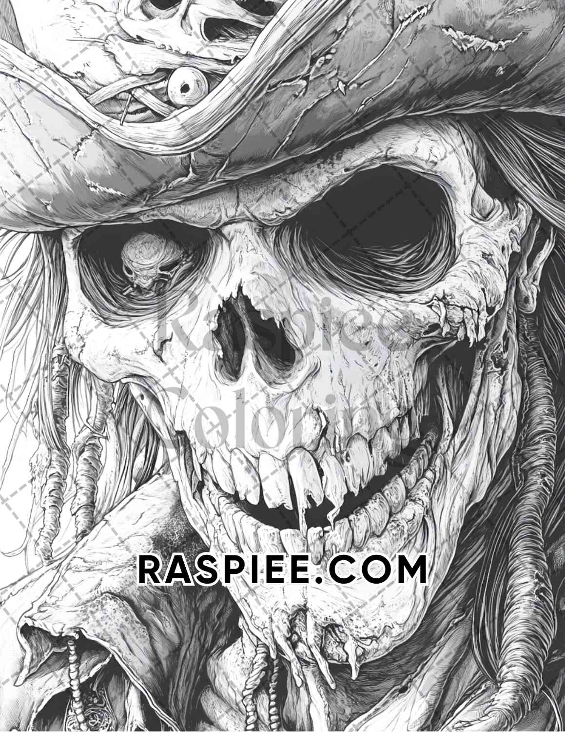 Zombie Pirates Halloween Adult Coloring Pages Printable PDF Instant Download