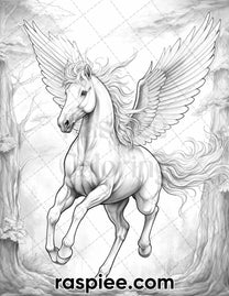 55 Mystical Forest Grayscale Adult Coloring Pages, Printable PDF Insta ...