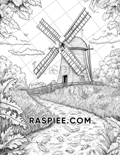 Hello Autumn Adult Coloring Pages Printable PDF Instant Download - RASPIEE