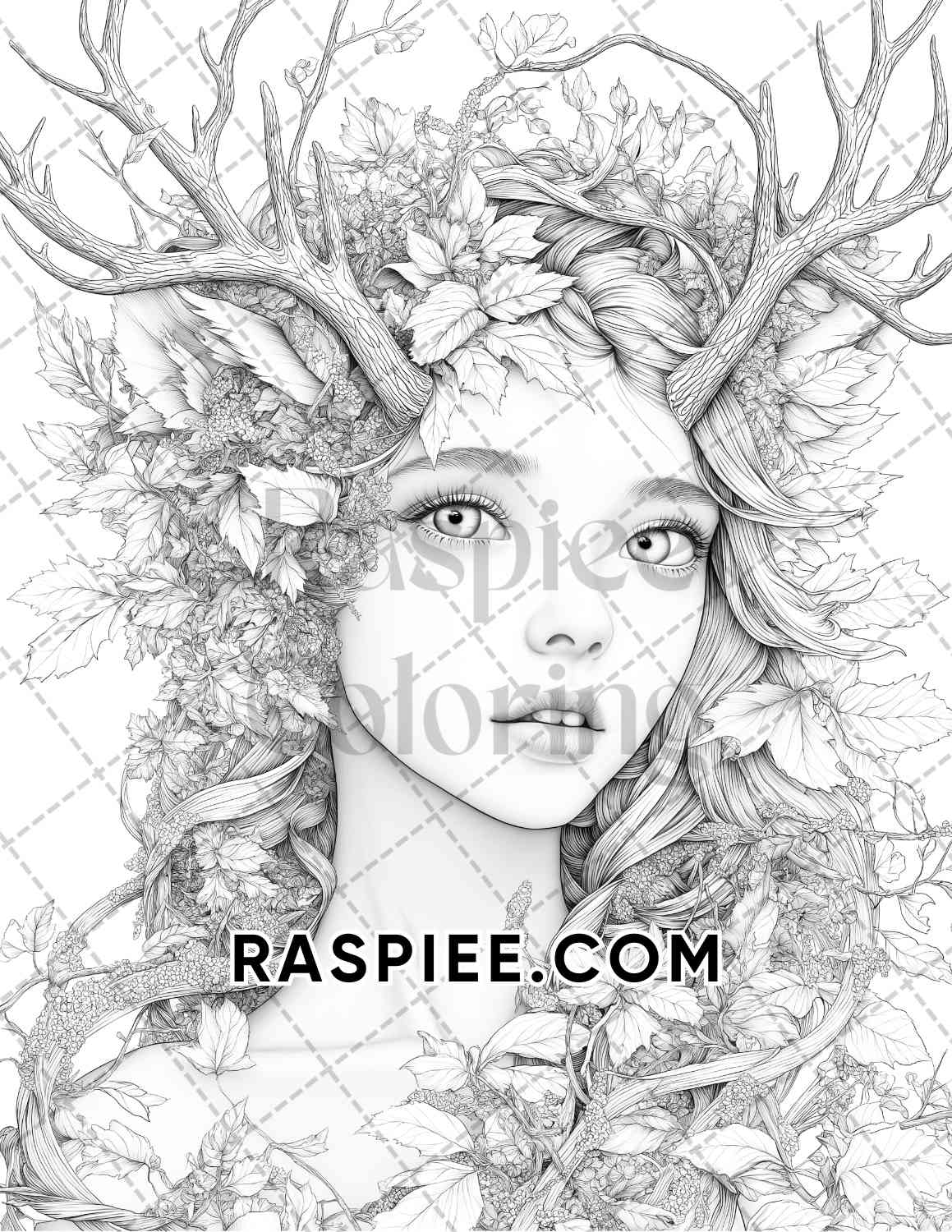 Autumn Beauties Portrait Adult Coloring Pages Printable PDF Instant Download