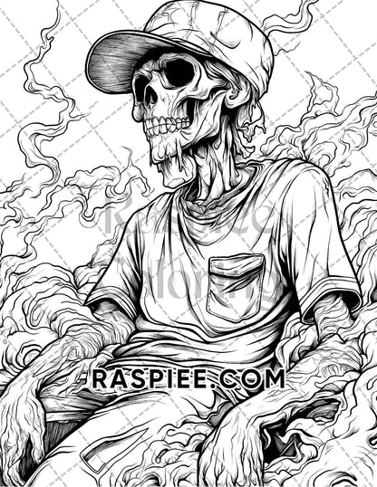 Scary Zombies Halloween Adult Coloring Pages Printable PDF Instant Download