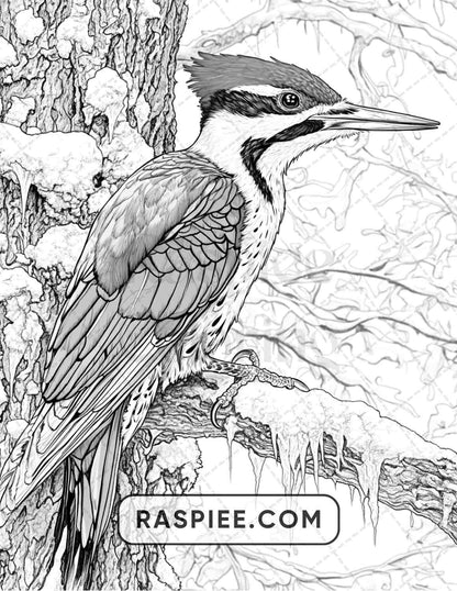 80 Winter Birds Adult Coloring Pages