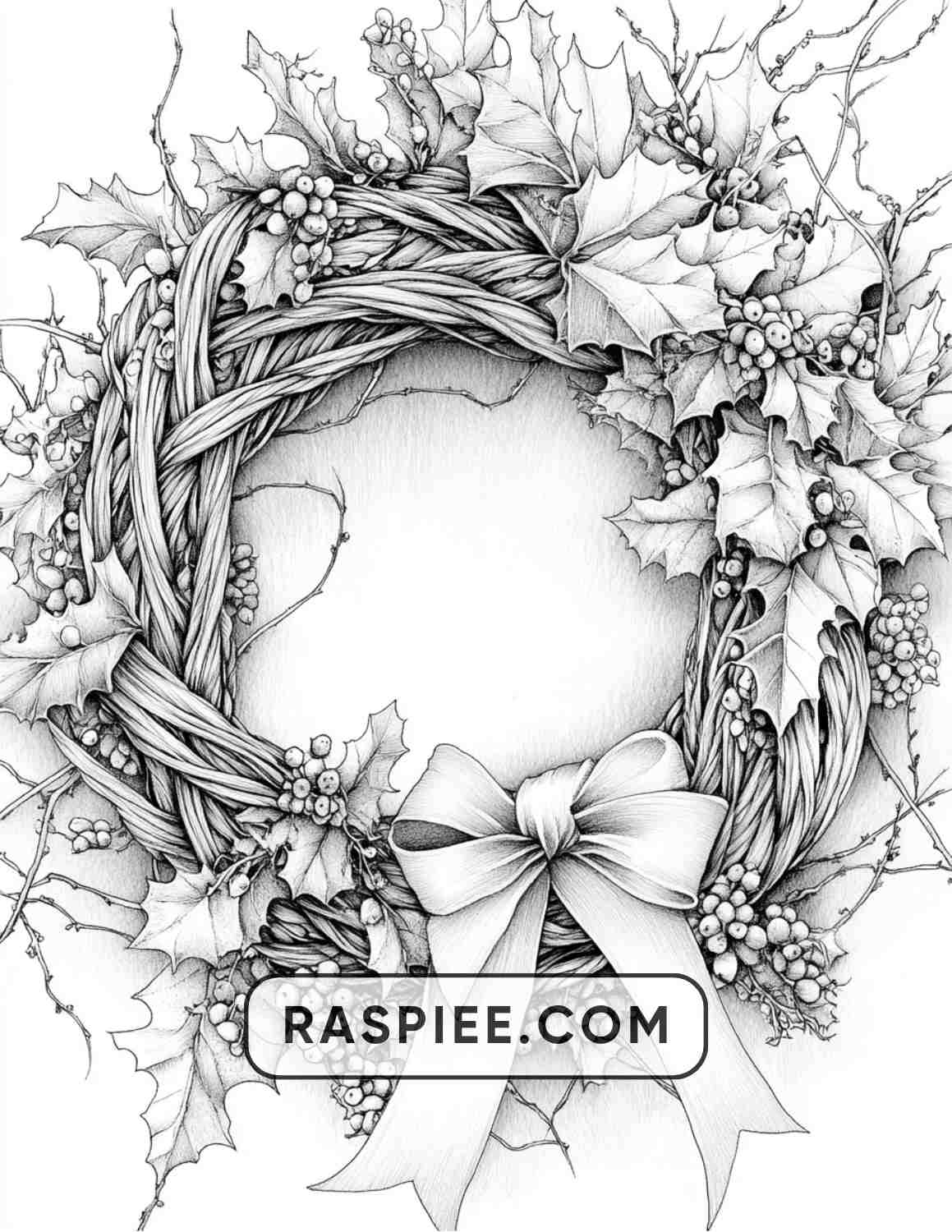 72 Christmas Wreaths Adult Coloring Pages - RASPIEE