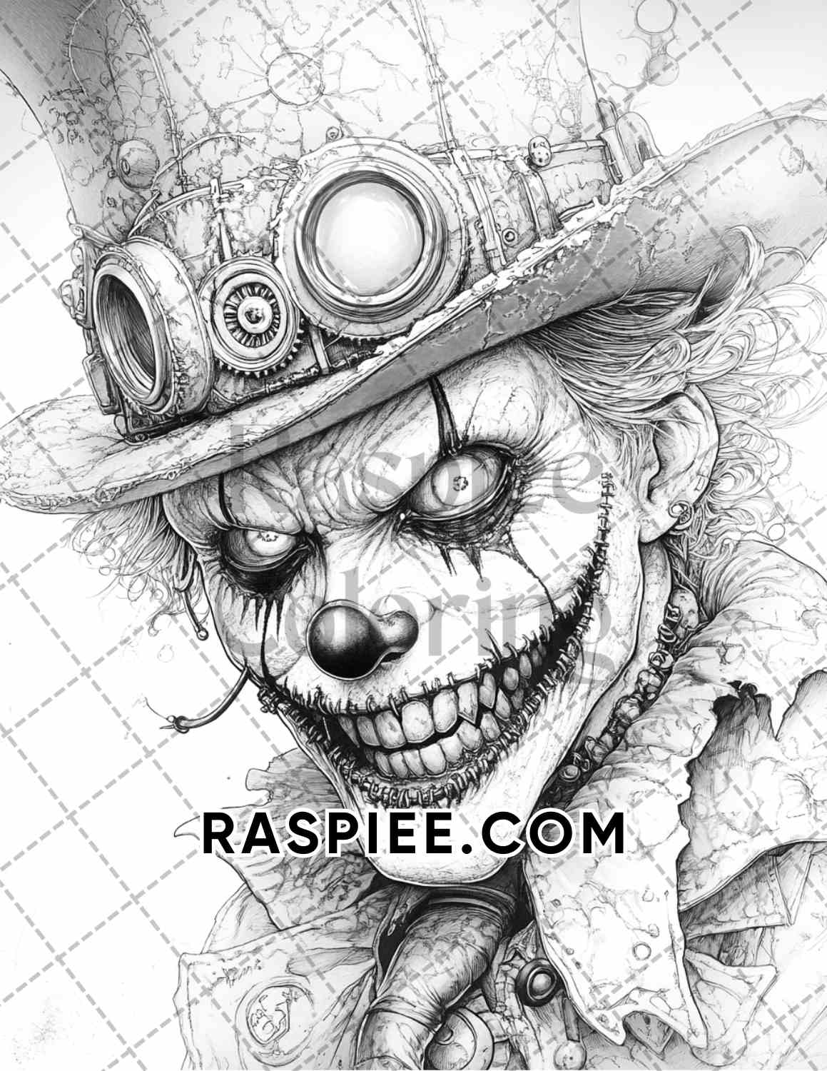 Steampunk Halloween Adult Coloring Pages Printable PDF Instant Download