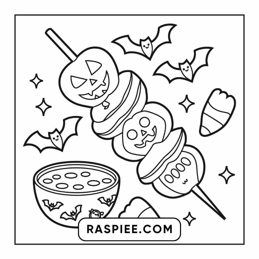 100 Bold Easy Spooky Food & Drinks Coloring Pages Printable PDF Instant Download - RASPIEE