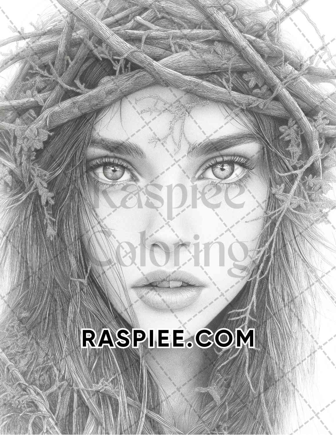 Fairy Beauties Portrait Adult Coloring Pages Printable PDF Instant Download