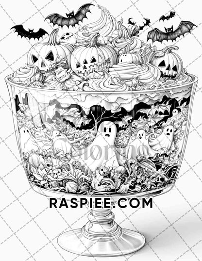 Spooky Desserts Halloween Adult Coloring Pages Printable PDF