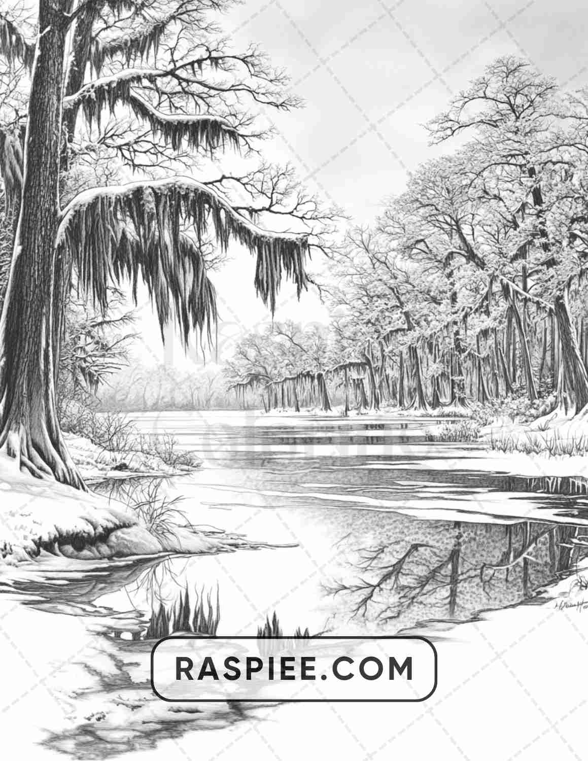 82 Winter Landscapes Adult Coloring Pages - RASPIEE