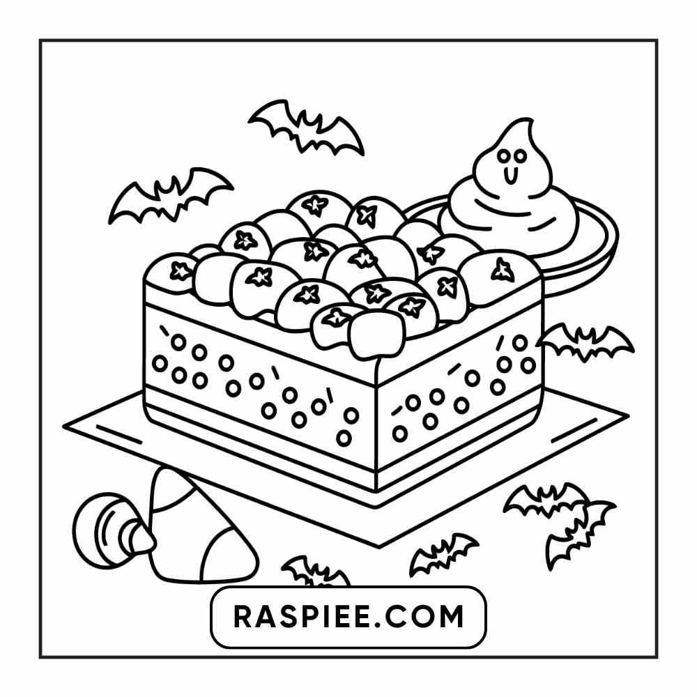 100 Bold Easy Spooky Food & Drinks Coloring Pages Printable PDF Instant Download - RASPIEE