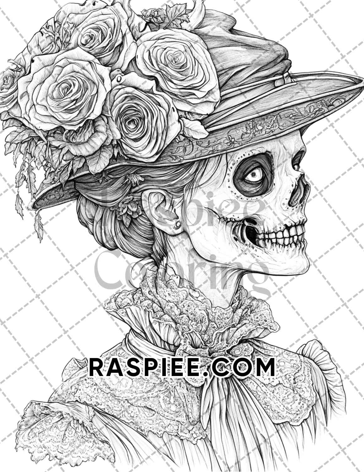 Victorian Zombies Halloween Adult Coloring Pages Printable PDF