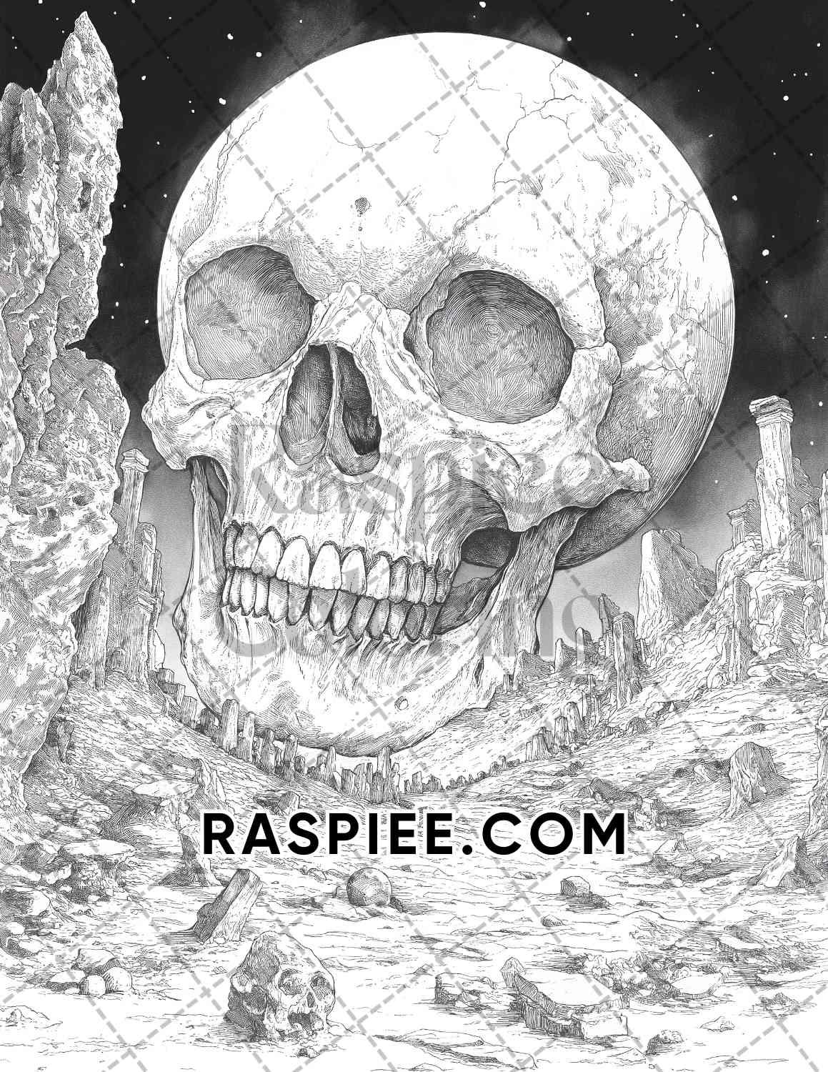 Halloween Surreal Adult Coloring Pages Printable PDF Instant Download - RASPIEE