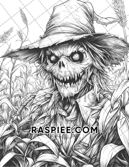 Scary Zombies Halloween Adult Coloring Pages Printable PDF Instant Download