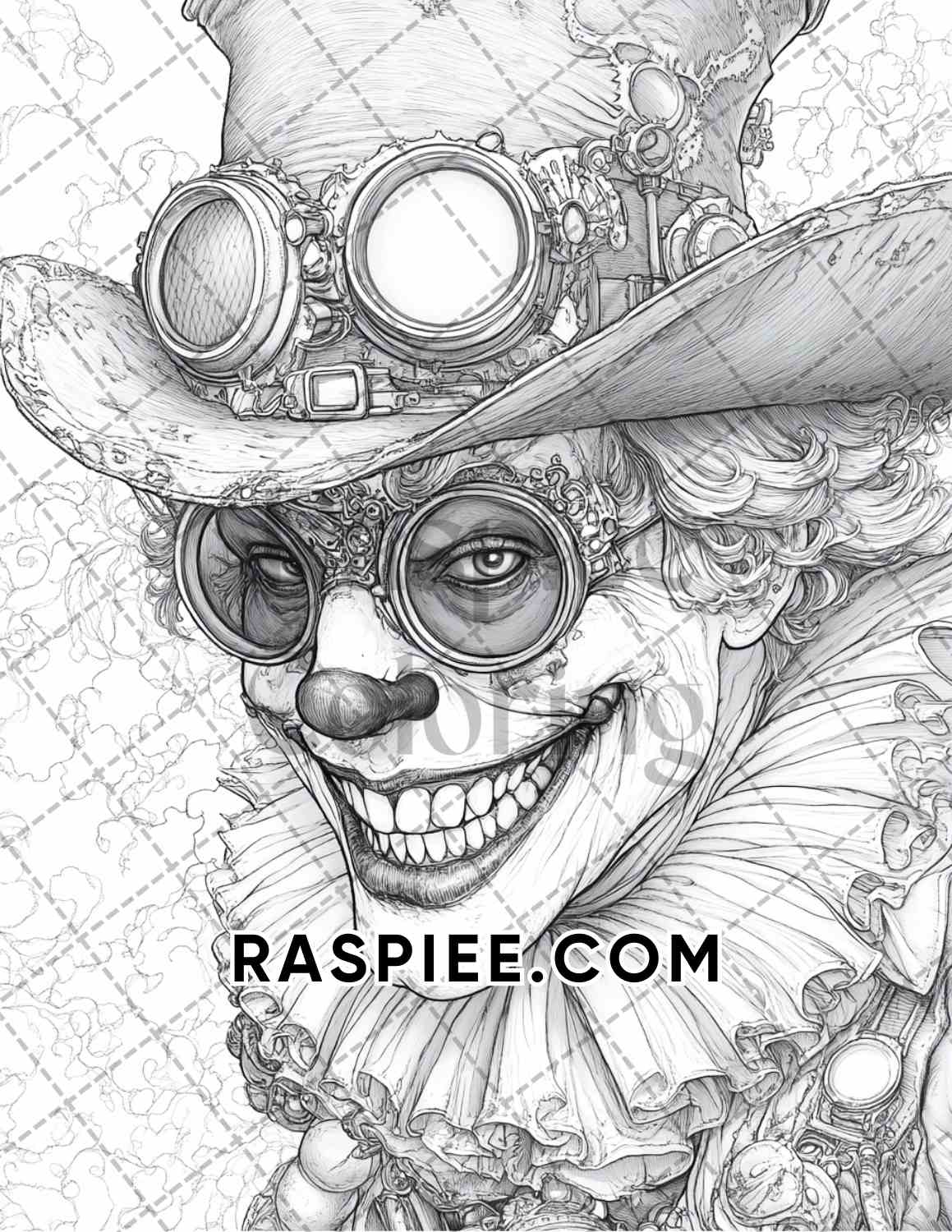 Steampunk Halloween Adult Coloring Pages Printable PDF Instant Download