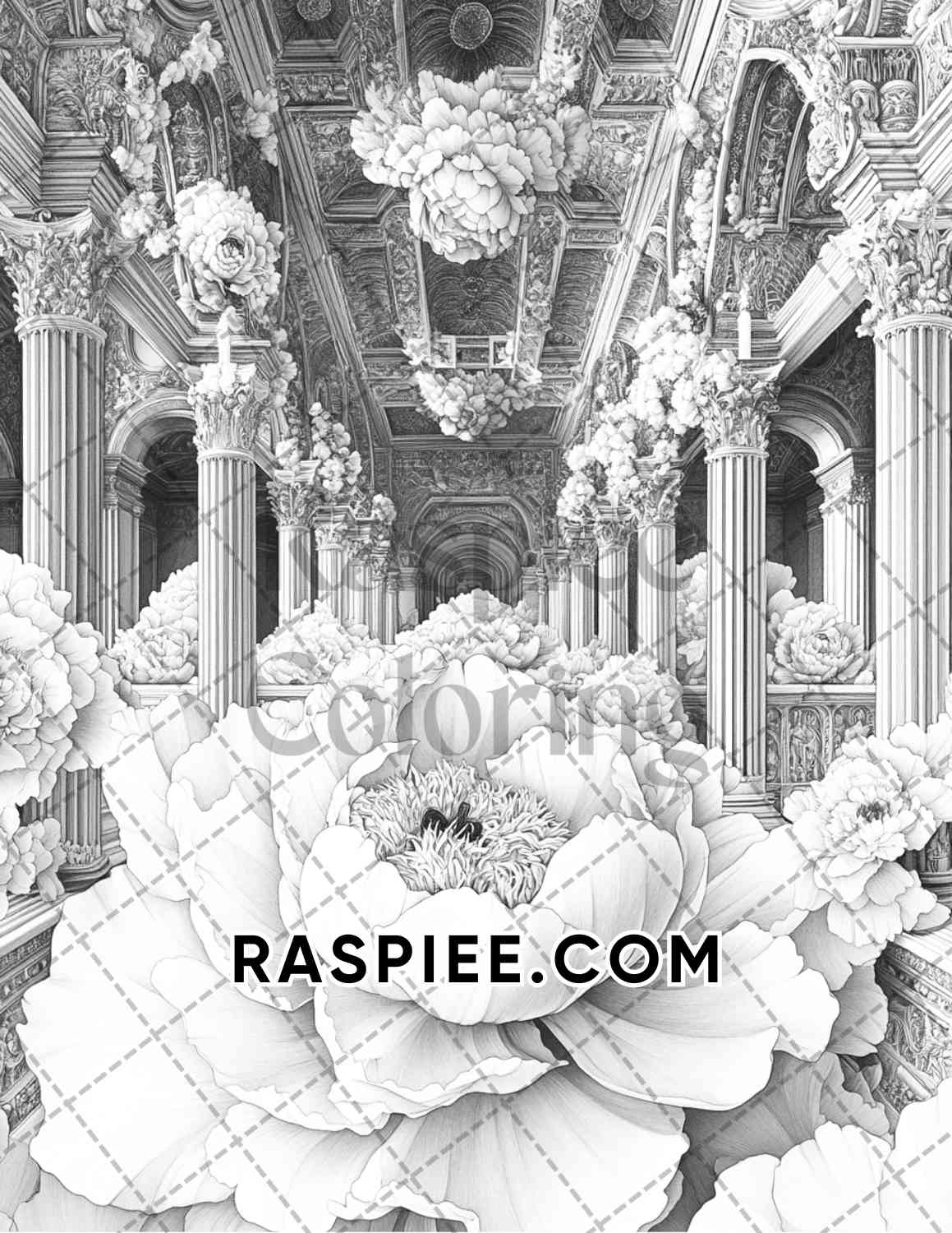 Fantasy Flower Houses Adult Coloring Pages Printable PDF Instant Download