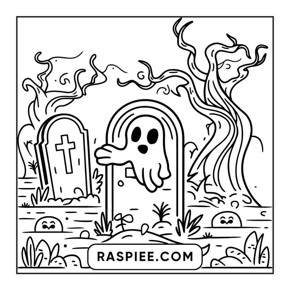 100 Bold and Easy Cute Halloween Coloring Pages Printable PDF Instant Download - RASPIEE