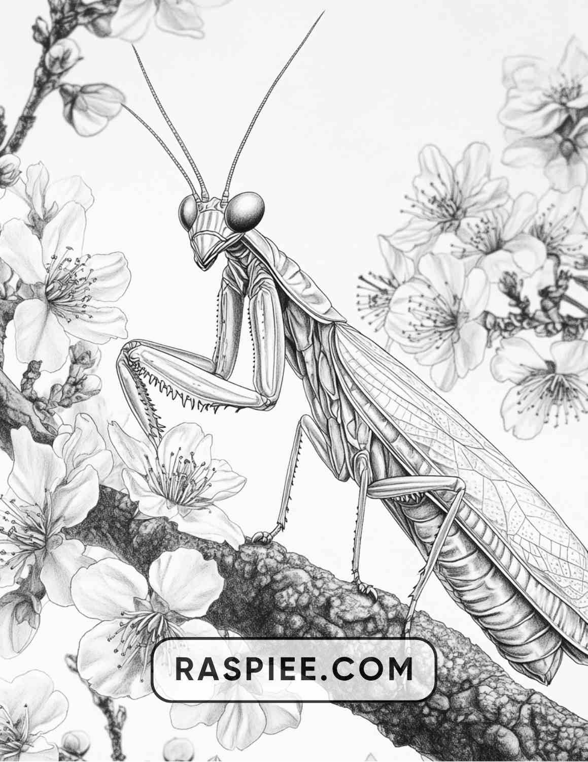 Insects and Flowers Adult Coloring Pages - RASPIEE