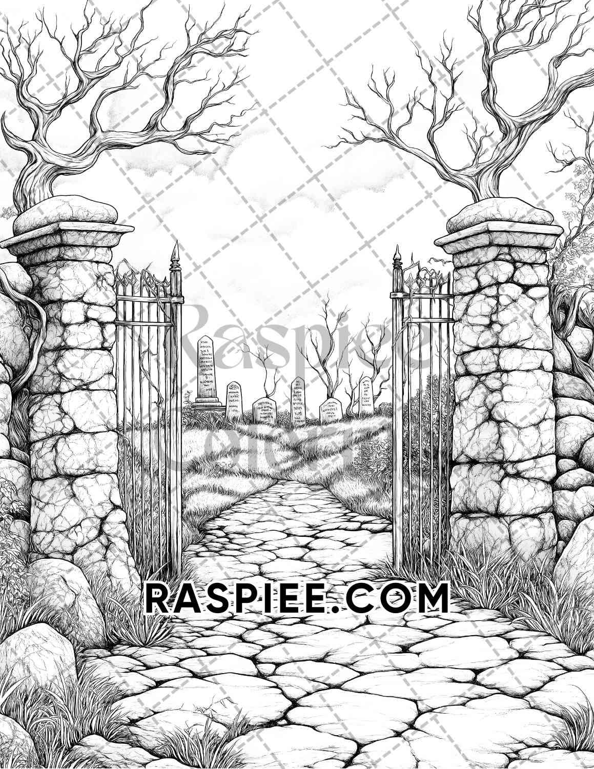 Halloween Surreal Adult Coloring Pages Printable PDF Instant Download - RASPIEE