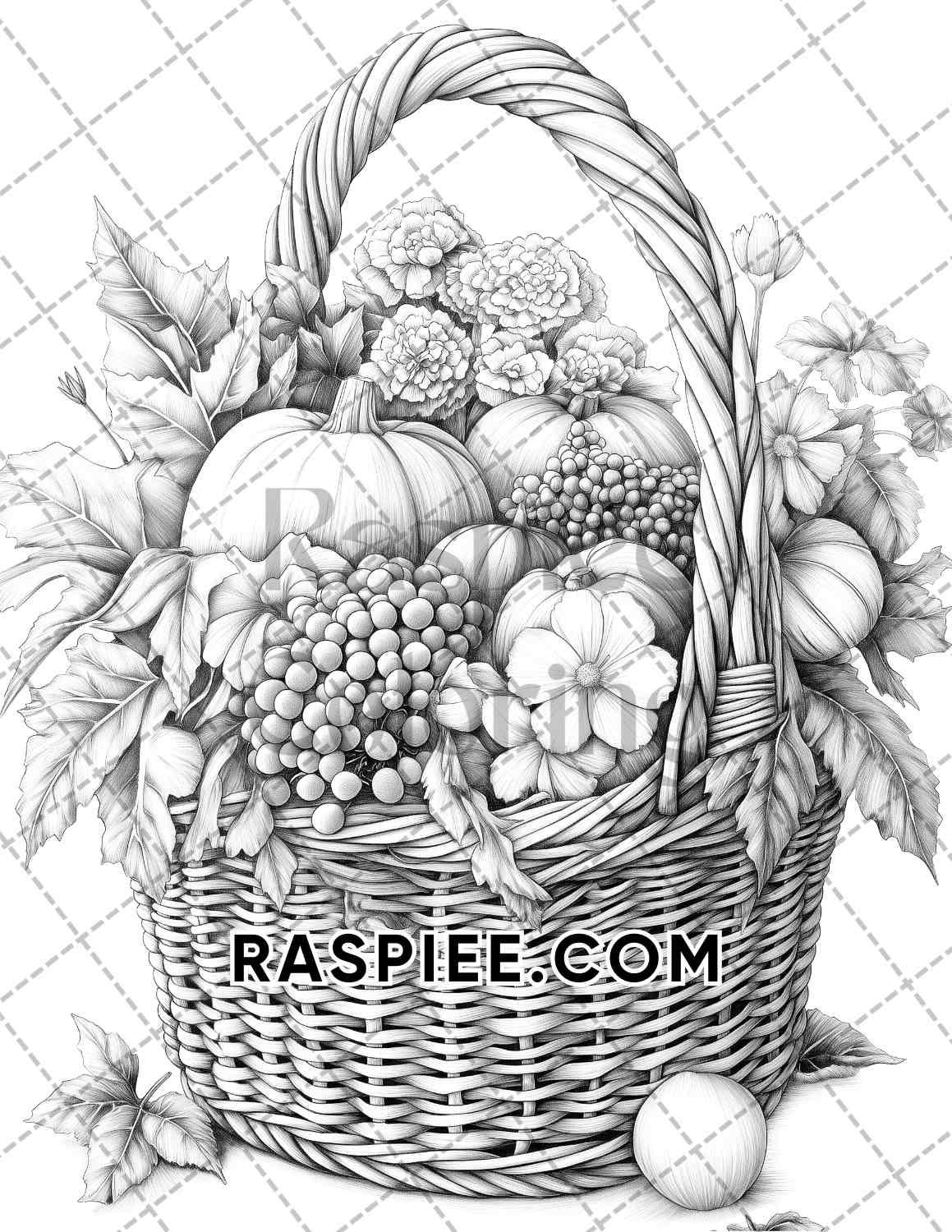 Fall Flowers Adult Coloring Pages Printable PDF Instant Download - RASPIEE