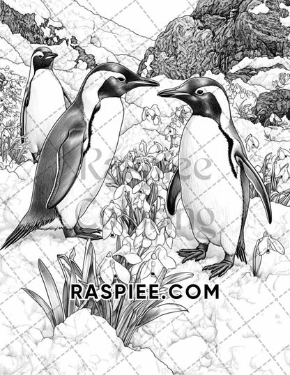 Flowers and Birds Adult Coloring Pages Printable PDF Instant Download - RASPIEE