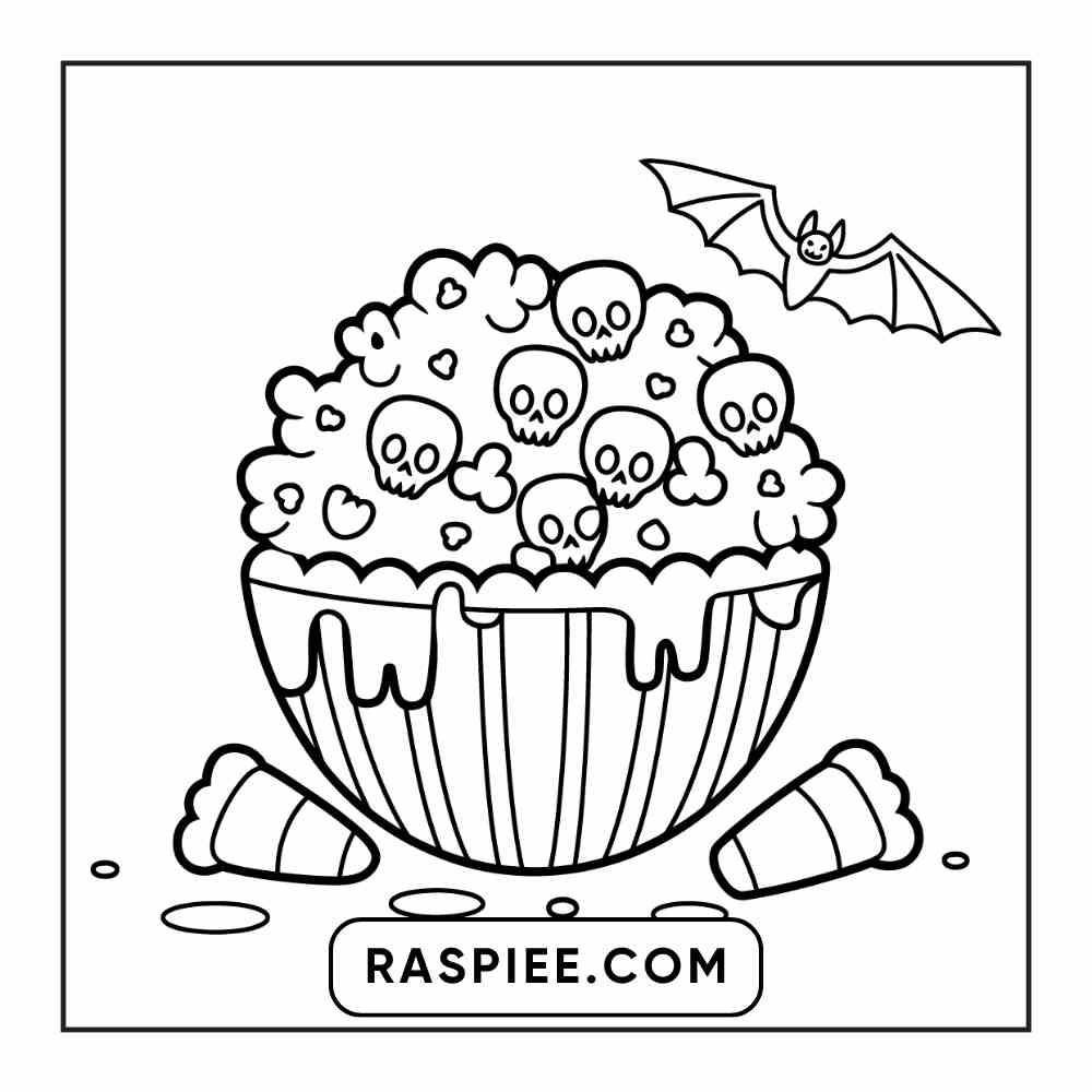 100 Bold Easy Spooky Food & Drinks Coloring Pages Printable PDF Instant Download - RASPIEE