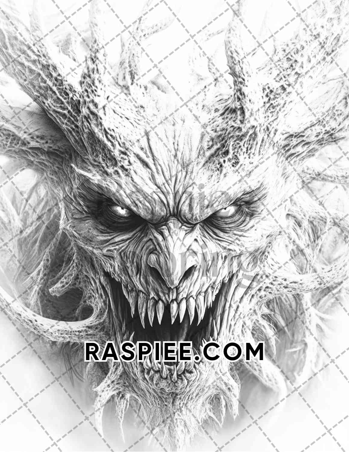 Horror Demons Halloween Adult Coloring Pages Printable PDF Instant Download