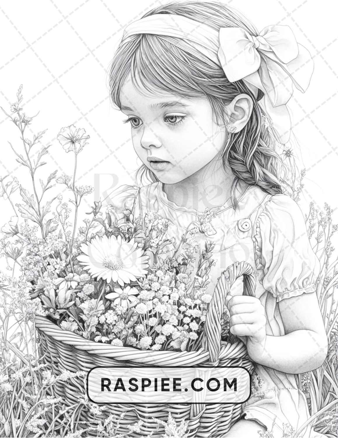 88 Bohemian Little Girls Portrait Adult Coloring Pages