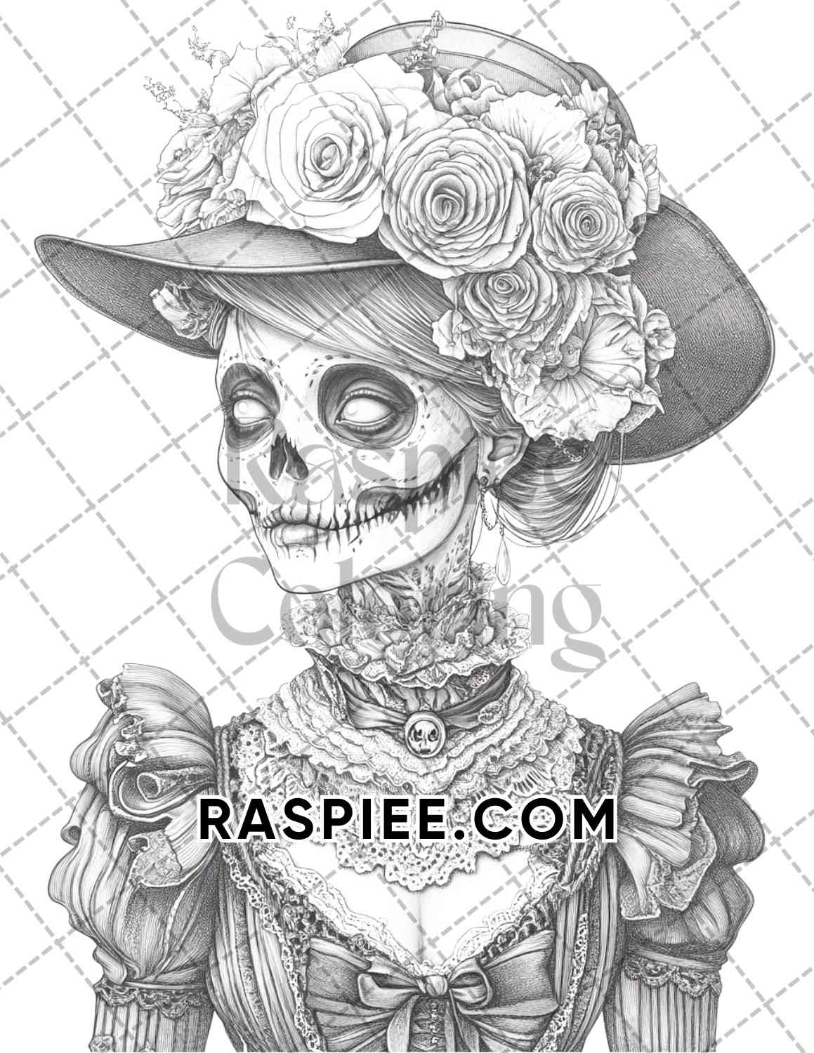 Victorian Zombies Halloween Adult Coloring Pages Printable PDF