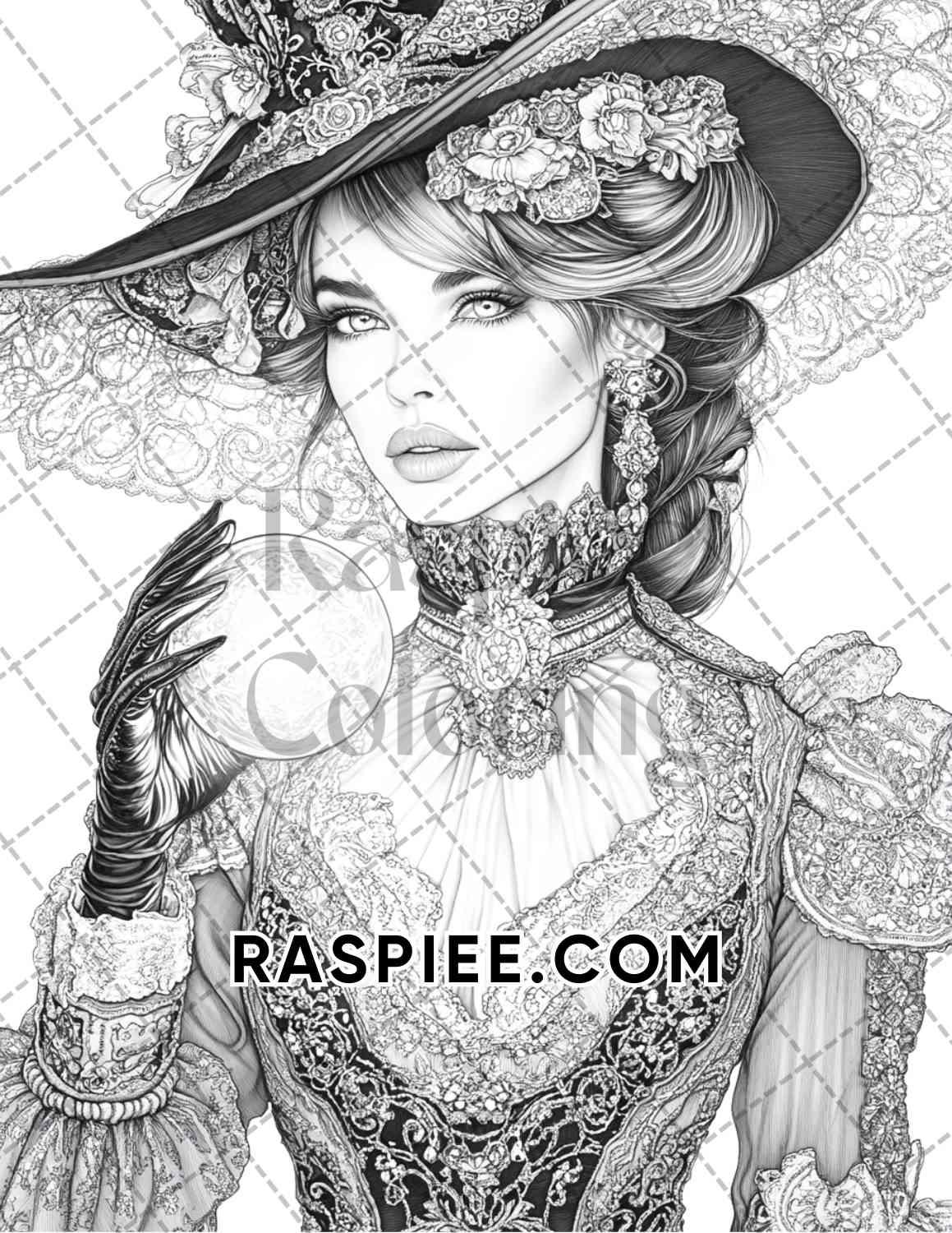 Enchanted Witches Adult Coloring Pages Printable PDF Instant Download - RASPIEE