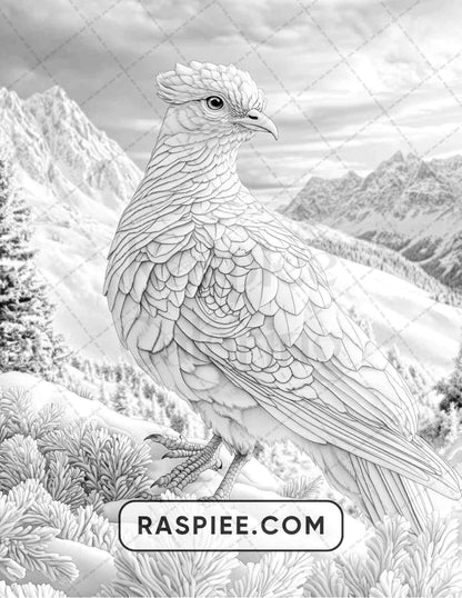 80 Winter Birds Adult Coloring Pages