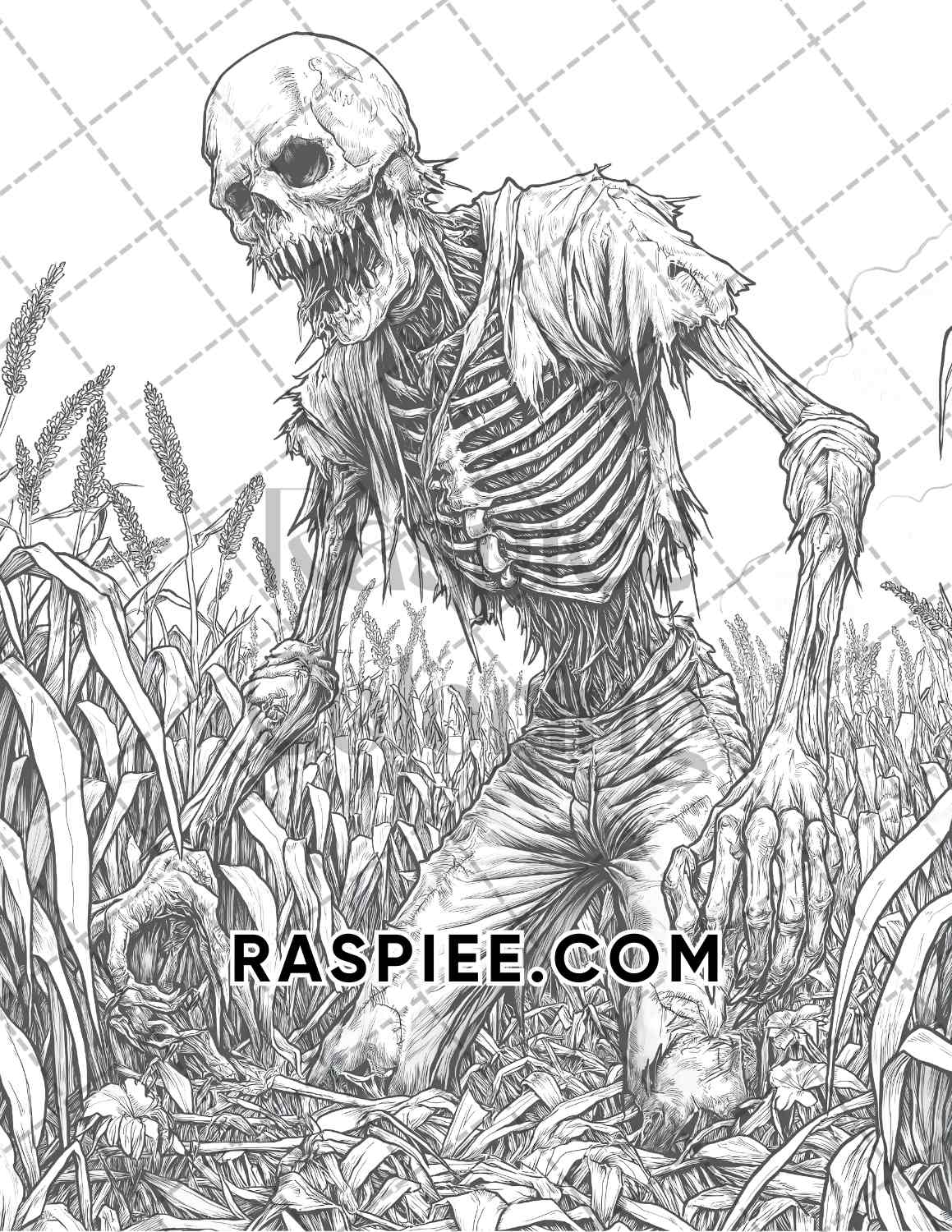 Scary Zombies Halloween Adult Coloring Pages Printable PDF Instant Download