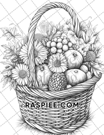 Fall Flowers Adult Coloring Pages Printable PDF Instant Download - RASPIEE