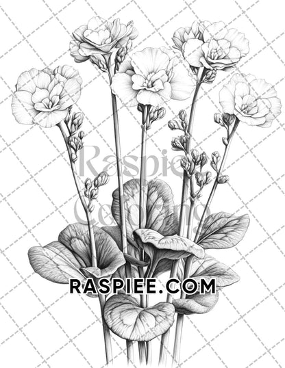 Succulent Blossoms Adult Coloring Pages Printable PDF Instant Download