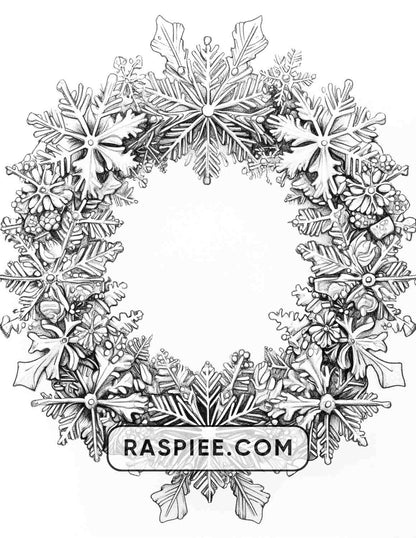 72 Christmas Wreaths Adult Coloring Pages - RASPIEE