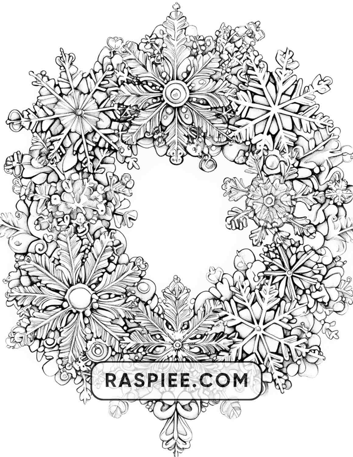 72 Christmas Wreaths Adult Coloring Pages - RASPIEE