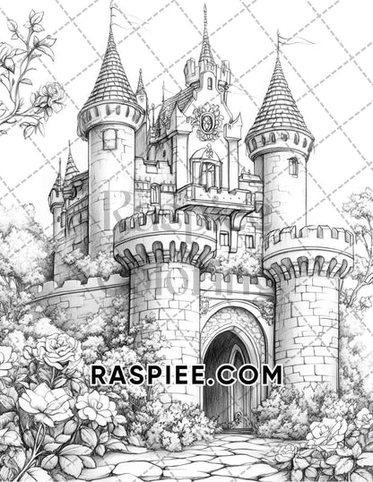 Fantasy Flower Houses Adult Coloring Pages Printable PDF Instant Download