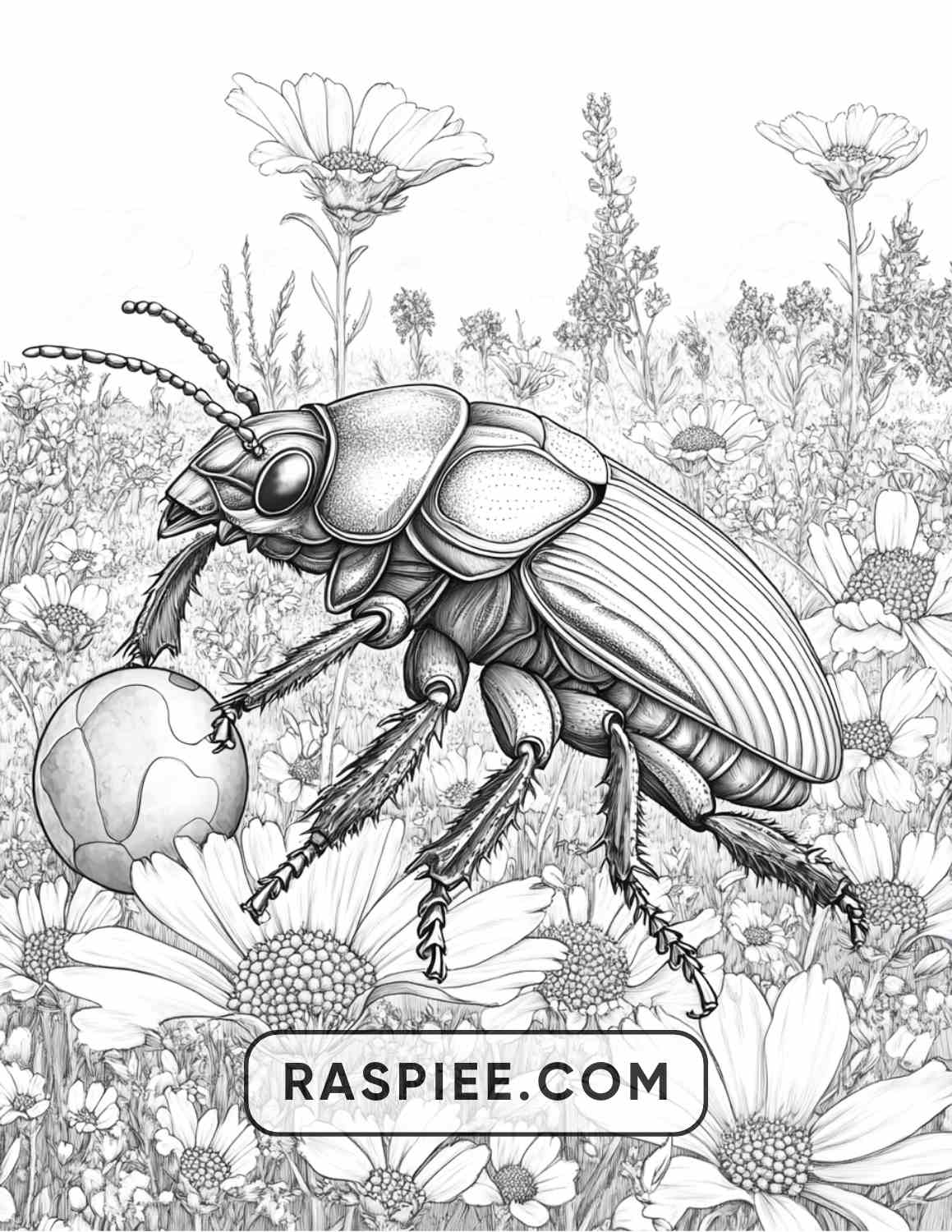 Insects and Flowers Adult Coloring Pages - RASPIEE