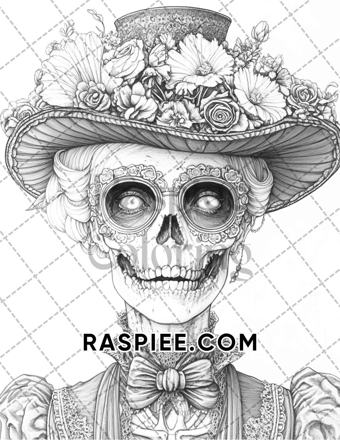 Victorian Zombies Halloween Adult Coloring Pages Printable PDF