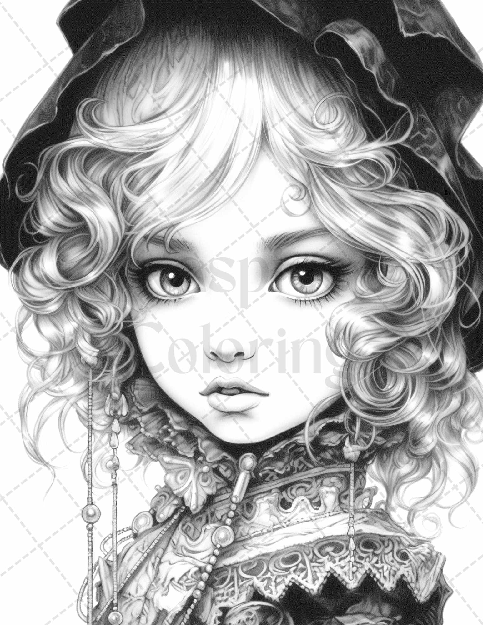 60 Adorable Gothic Girls Grayscale Coloring Pages Printable for Adults, PDF File Instant Download - raspiee