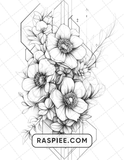 77 Flower Tattoos Adult Coloring Pages - RASPIEE