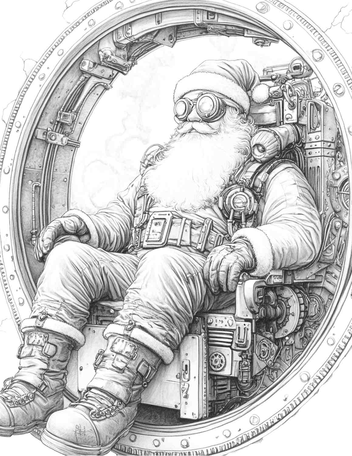 Steampunk Christmas Adult Coloring Pages Printable PDF Instant Download