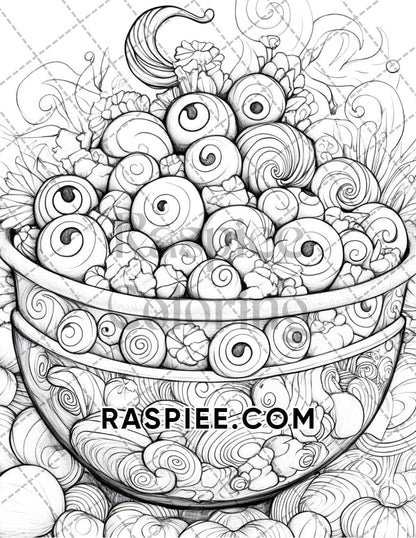 Spooky Desserts Halloween Adult Coloring Pages Printable PDF