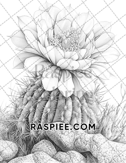 Succulent Blossoms Adult Coloring Pages Printable PDF Instant Download