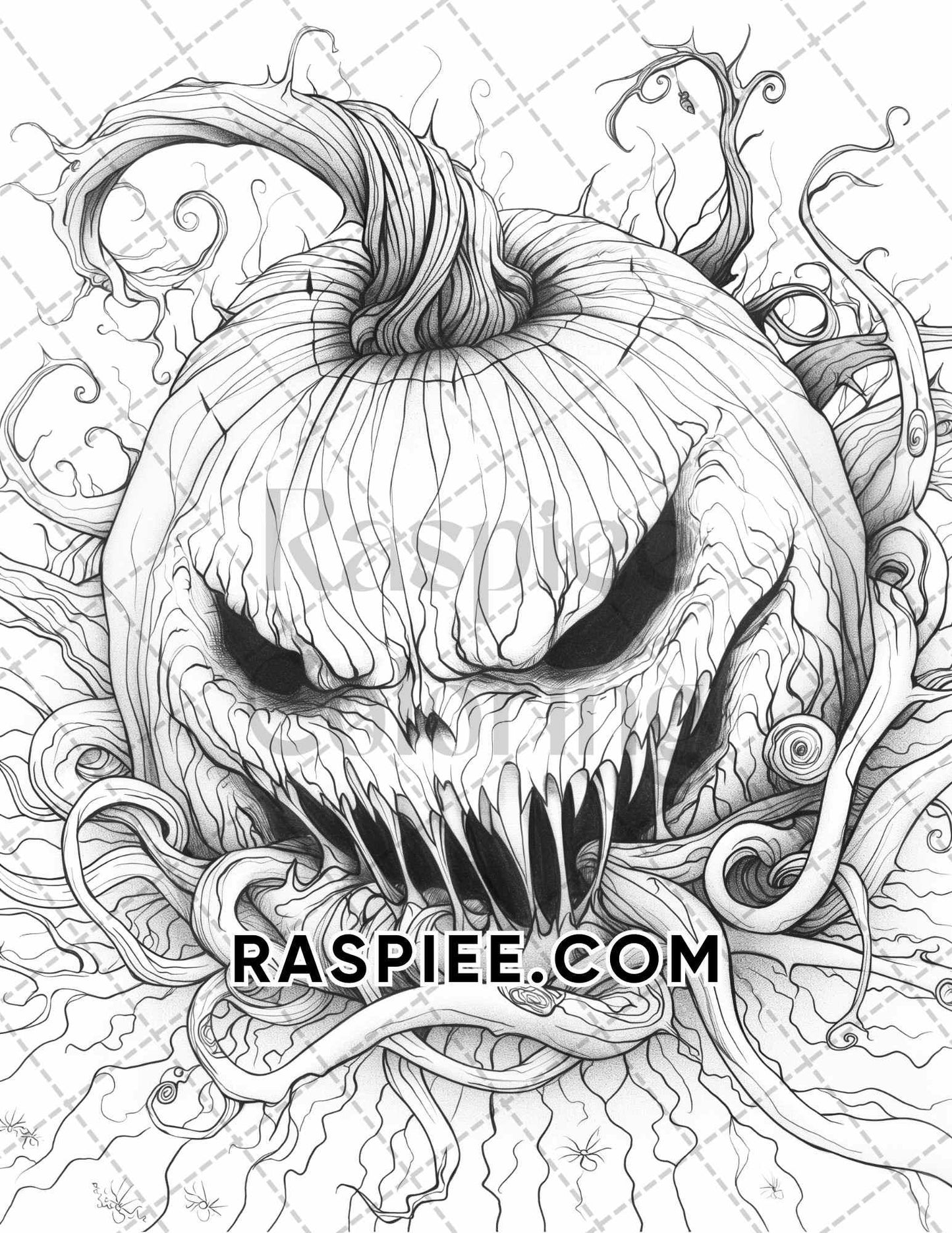 50 Spooky Monsters Halloween Adult Coloring Pages Printable PDF Instant Download