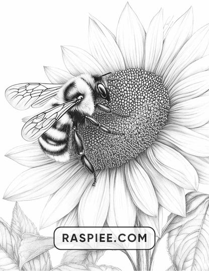 Insects and Flowers Adult Coloring Pages - RASPIEE