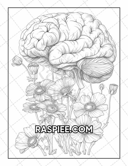50 Botanical Anatomy Adult Coloring Pages Printable PDF Instant Download