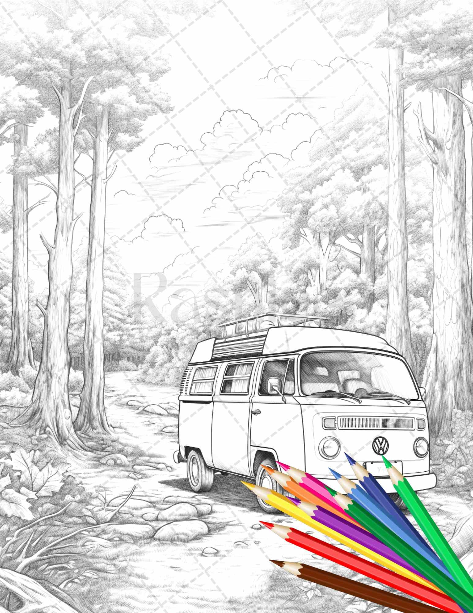 10 Campervan Coloring Pages Printable for Adults: Unleash Your Inner Artist on the Road