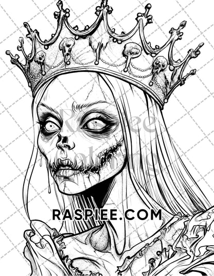 Scary Zombies Halloween Adult Coloring Pages Printable PDF Instant Download