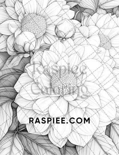 Fall Flowers Adult Coloring Pages Printable PDF Instant Download - RASPIEE