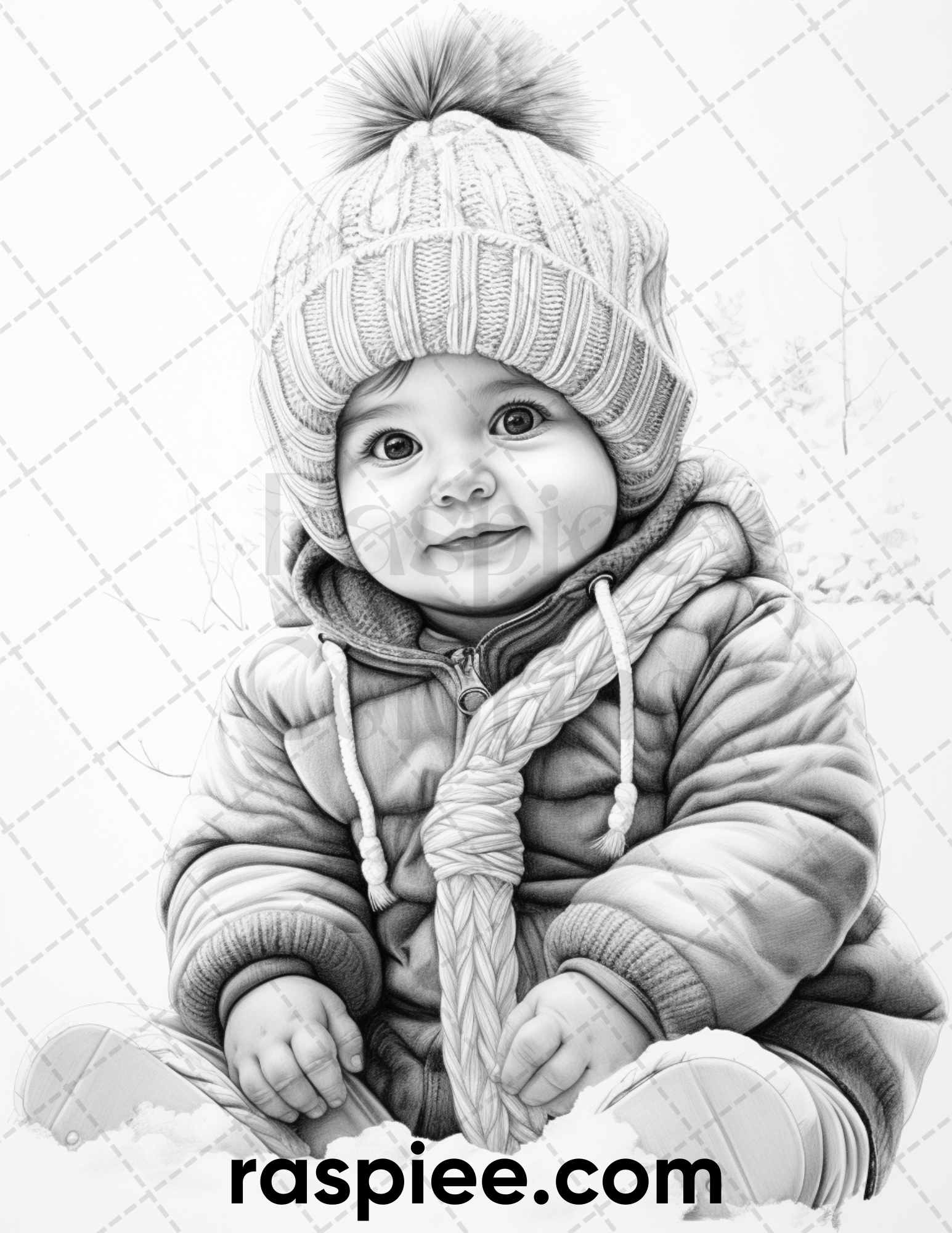 Baby Winter Portrait Coloring Page, Adult Coloring Activity, High-Quality Printable Page, Relaxing Coloring for Adults, Creative Coloring Project, Stress-Relief Coloring Page, Seasonal Coloring Fun, Winter Coloring Pages, Christmas Coloring Pages, Portrait Coloring Pages, Xmas Coloring Pages, Christmas Coloring Sheets