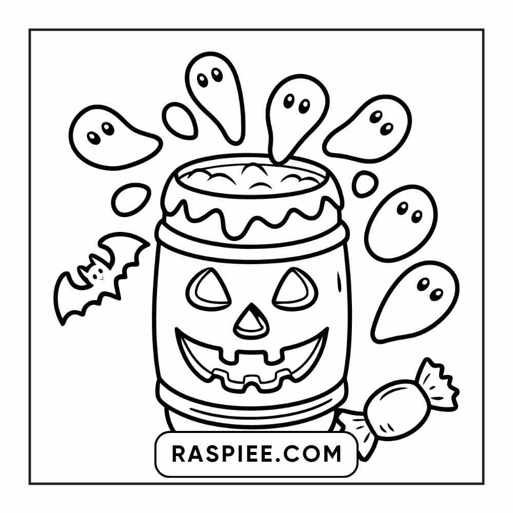 100 Bold Easy Spooky Food & Drinks Coloring Pages Printable PDF Instant Download - RASPIEE